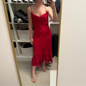 Jonathan Martin Vibrant Red Midi Dress